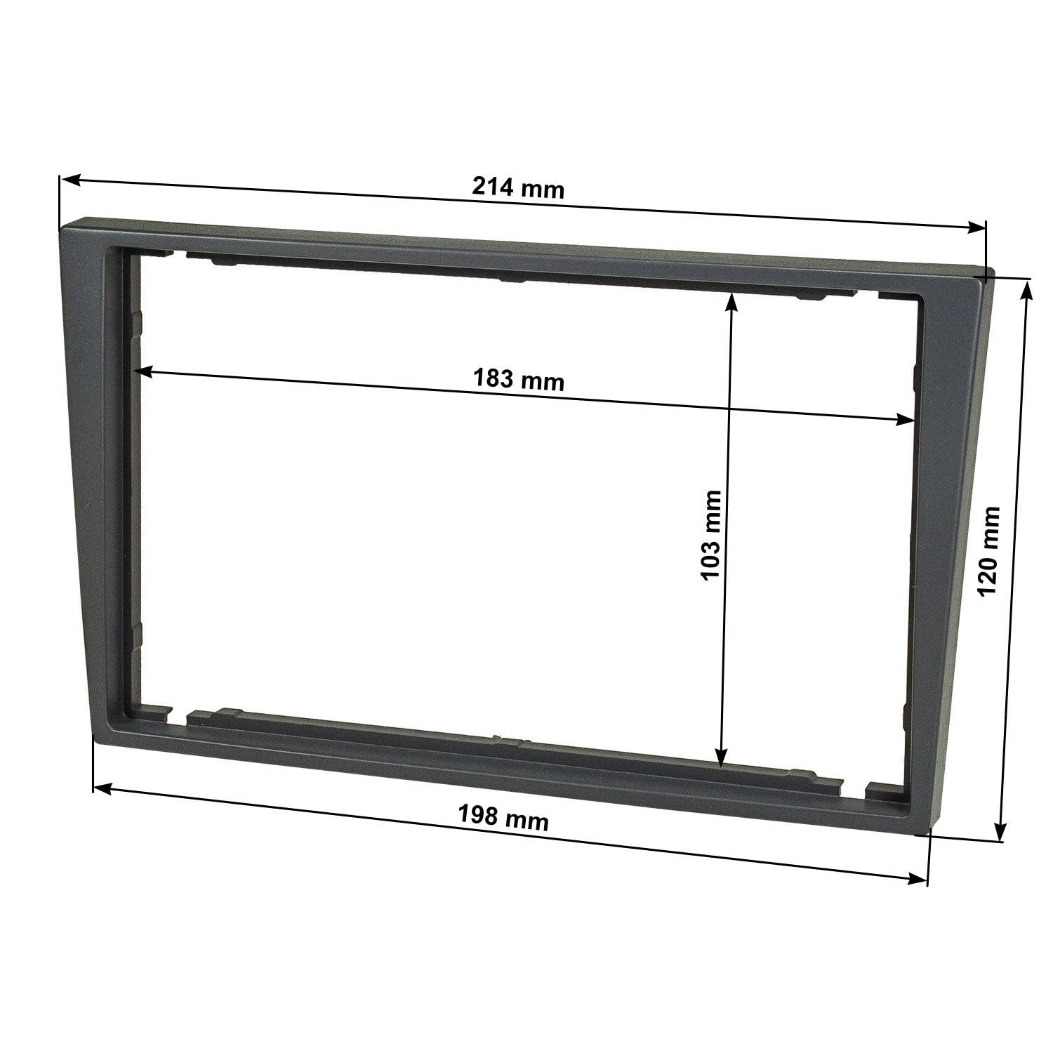 tomzz Audio 2439-006 Kit de Cache-Radio Double DIN Compatible avec Opel Corsa C Combo Omega B Vectra C Meriva Gris fumé avec Adaptateur Radio ISO Adaptateur d'antenne ISO DIN Etrier de déverrouillage