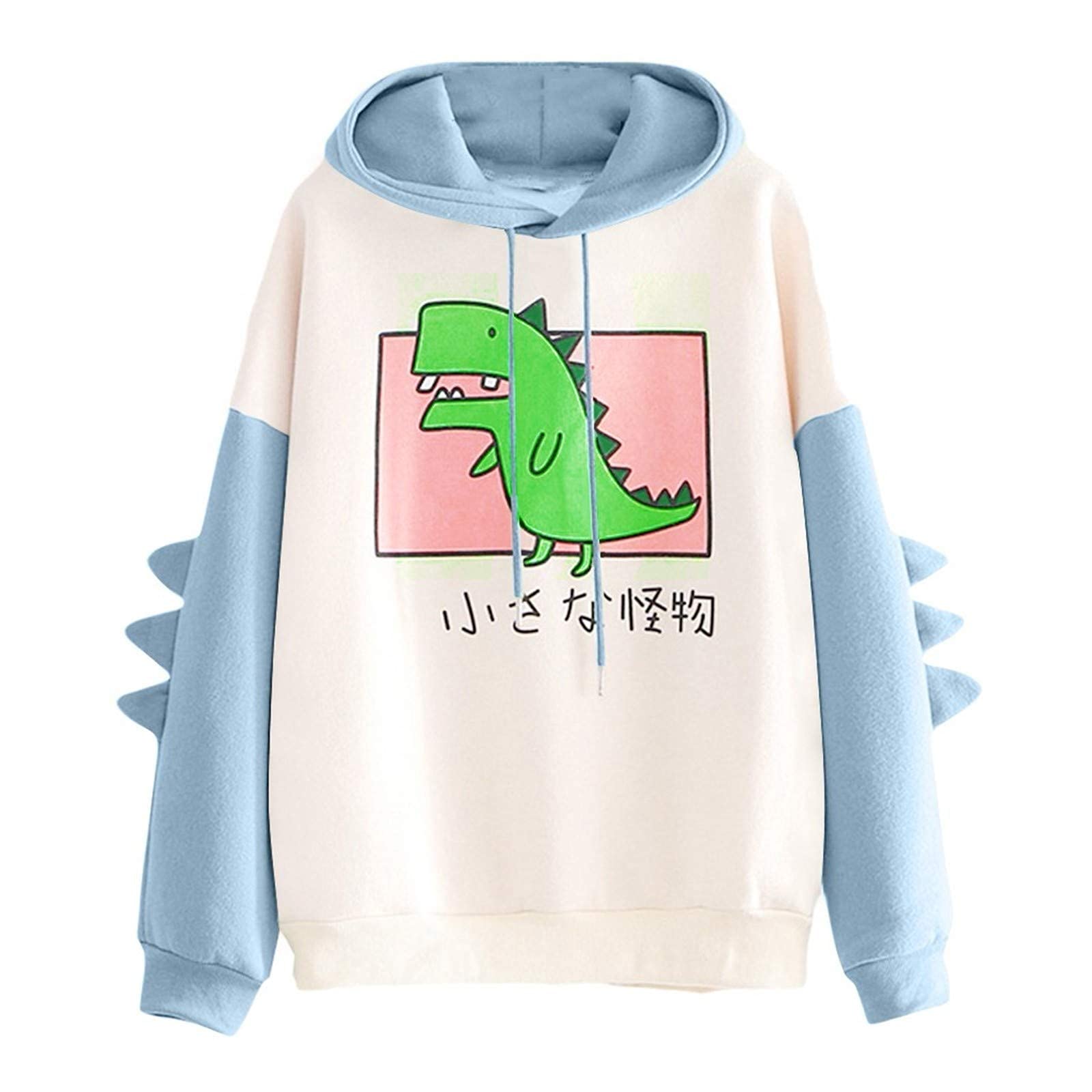 Women Dinosaur Hoodie Sweatshirt Long Sleeve Cute Kawaii Dino