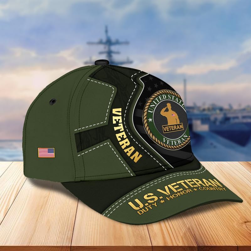 Veteran Hat – Patriotic Baseball Cap, Military Veteran Hat, Adjustable Tactical Cap, Veterans Day Gift, Bald Eagle Design