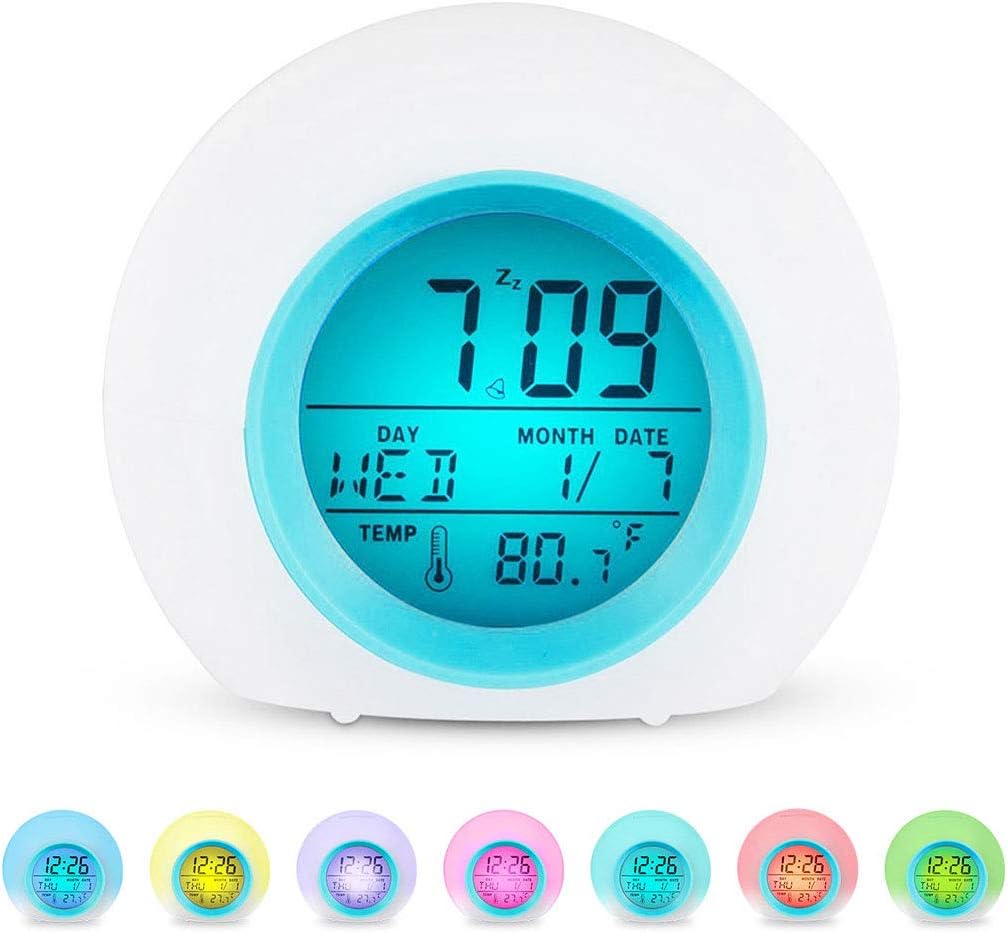 KuKiMa Kids Alarm Clock, Wake Up Light Alarm Clock 7 Colors