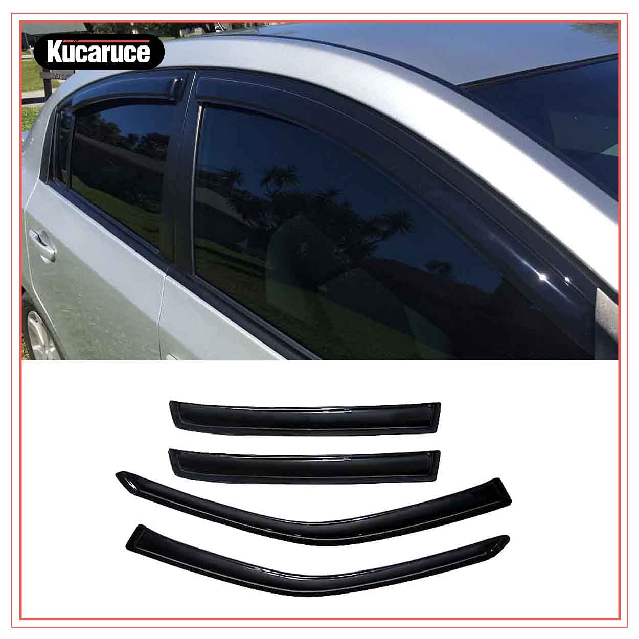 Photo 1 of Kucaruce Sun Rain Guards Window Wind Deflector,4pcs Out-Channel Tape On Dark Smoke Window Visor fit for 2007-2012 Nissan Sentra 94165
