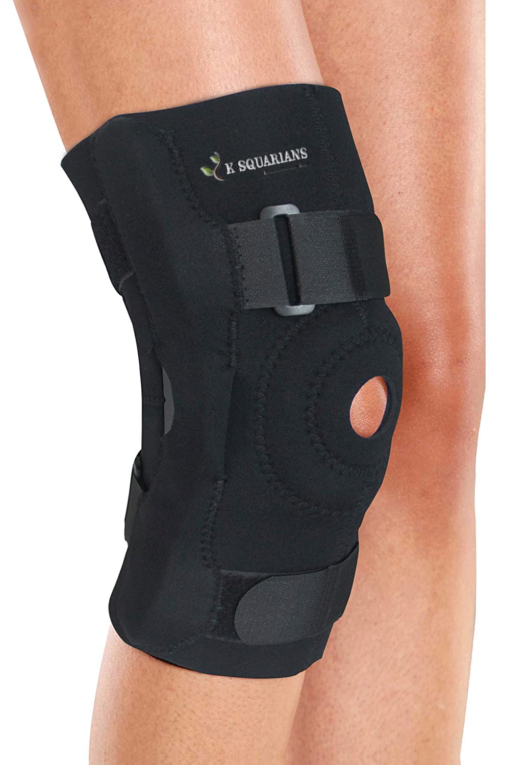 K SQUARIANS Knee Support Hinged| Adjustable Knee Support for Gym| Running Arthritis |Ligament Tear | Open Patella Design|Triple Band Strapping Universal Size for Men and Women (1 Unit)