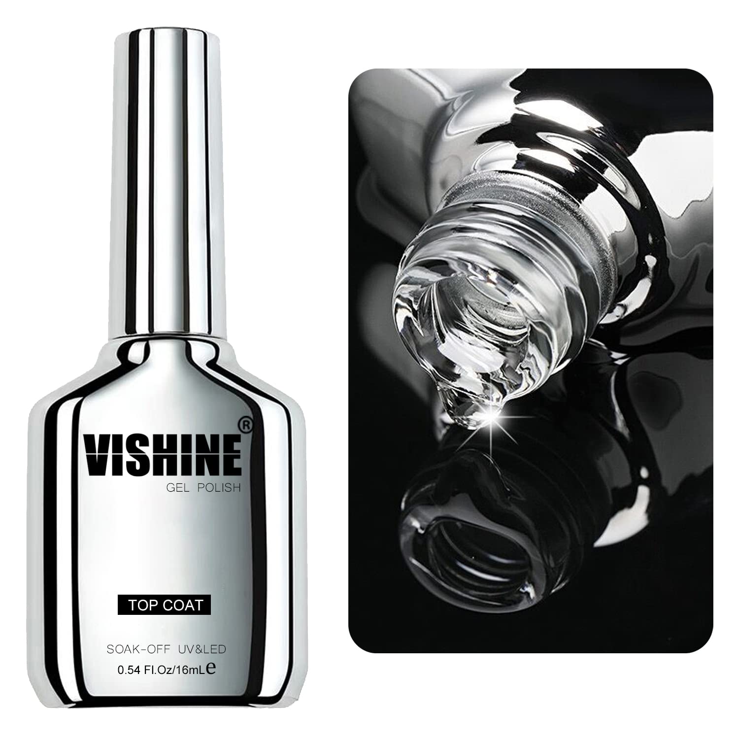 Vishine 16ml No Wipe Top Coat Semipermanente Capa Superior Esmalte Semipermanente de Uñas UV LED Soak Off Uñas De Gel