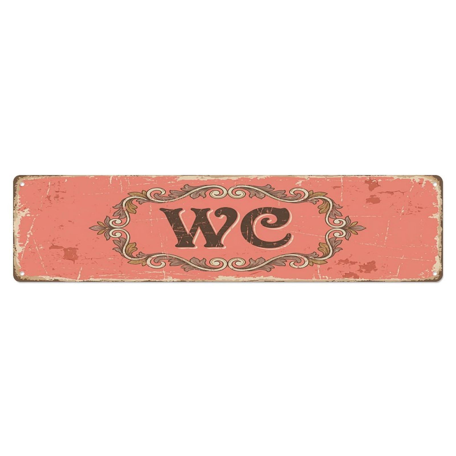 Retro Warm Cottage Washroom Toilet(WC) Door Metal Tin Skinny Sign Plaque Wall Decor for Cafe, Club Bar, Office, Home Garden Metal Poster 4x16Inch