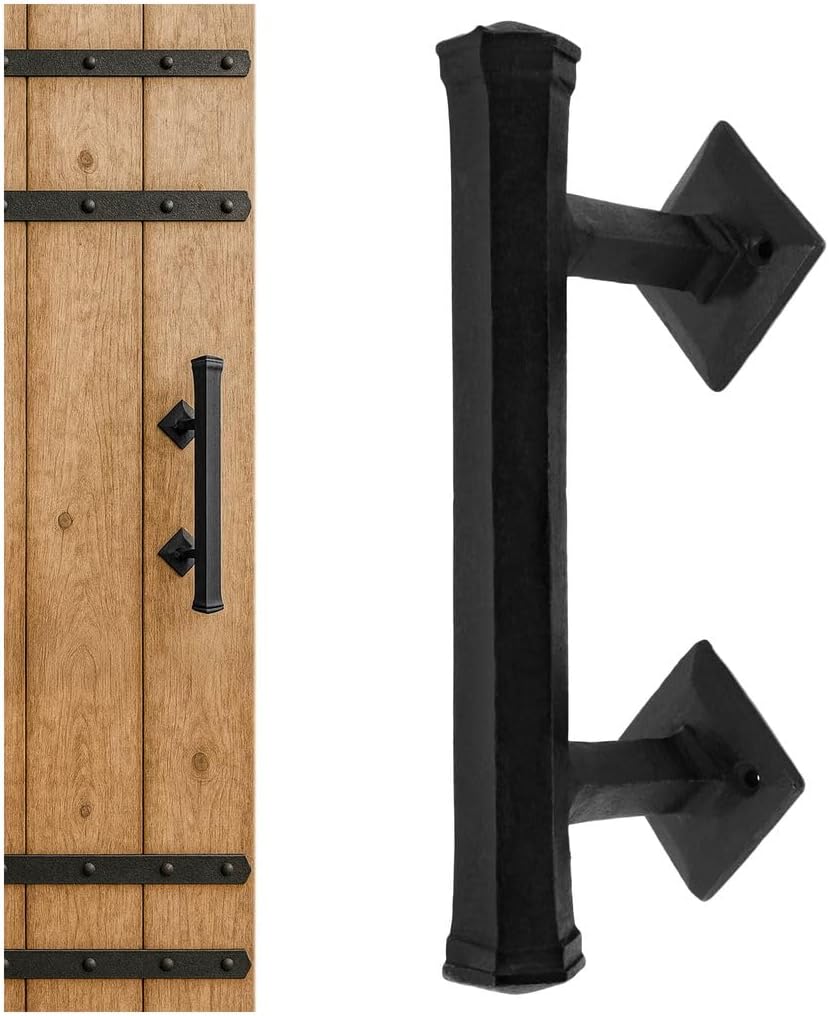 Mystic Colonial Medieval Hand-Forged Iron Barn Door Handle Pull (1 Pc) | (2 in × 9 in) Black Vintage Gate & Cabinet Handle | Heavy-Duty Rustic Farmhouse & Gothic Handle