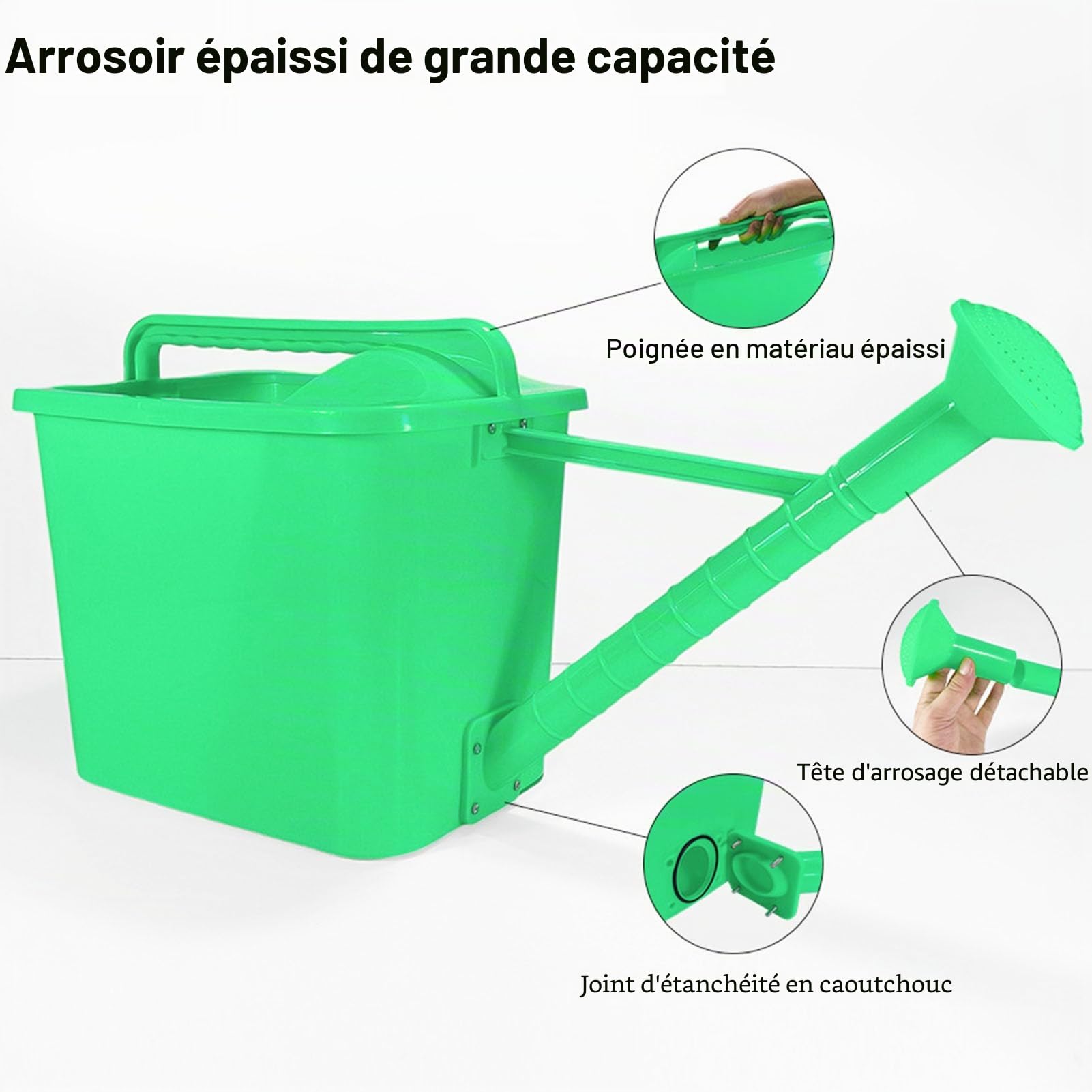Arrosoir de 20 L, Arrosoir de Jardin Extérieur avec Buse Amovible, Bidons d'eau pour Plantes à Long Bec pour Plantes Intérieures et Extérieures