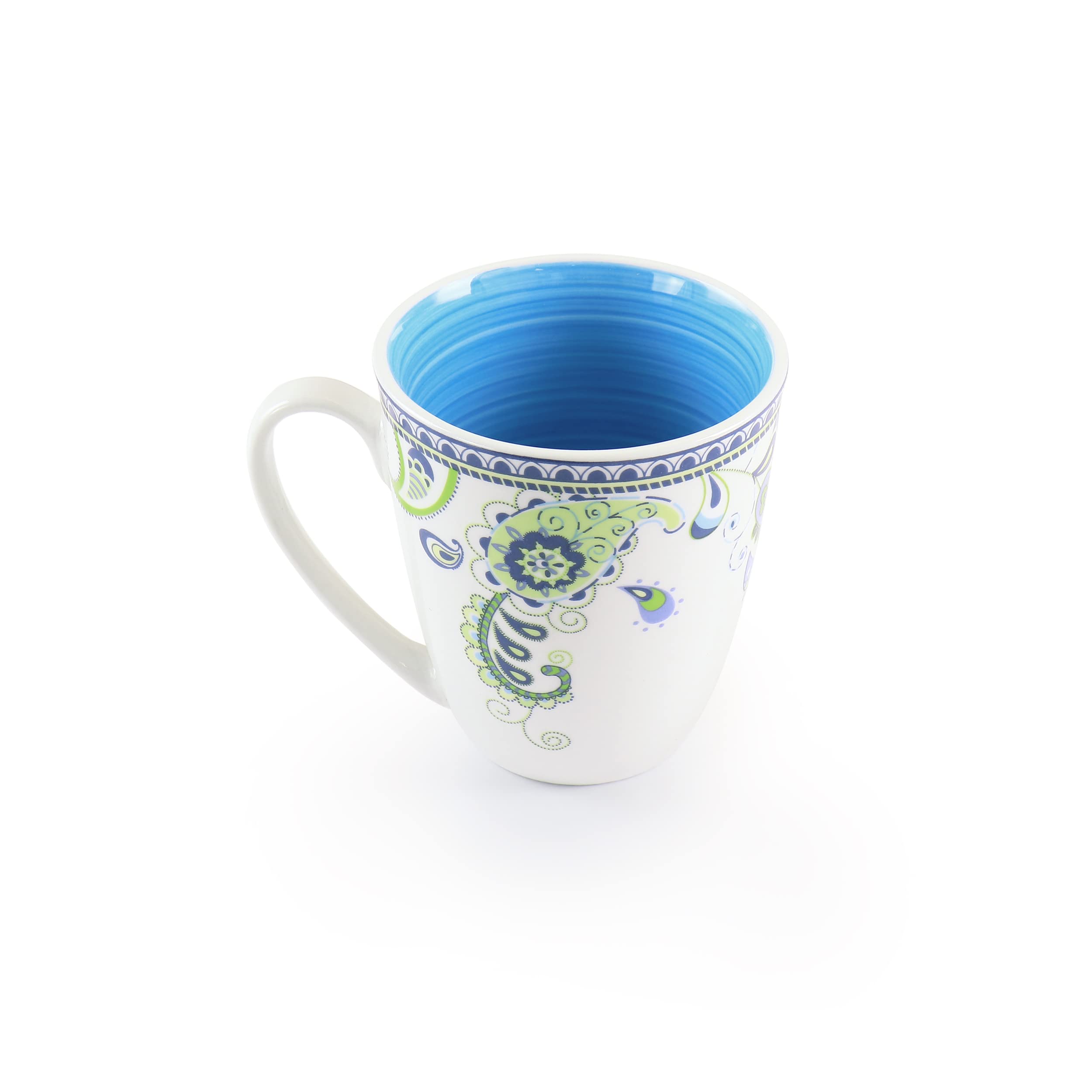 Elama Blue Crush 16-częściowy okrągły porcelanowy zestaw zastawy stołowej Mandala Paisley