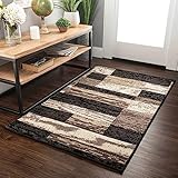 Superior Modern Rockwood Collection Area Rug, 8mm Pile Height with Jute Backing, Textured Geometric Brick Design, Anti-Static, Water-Repellent Rugs - Chocolate, 4' x 6' Rug