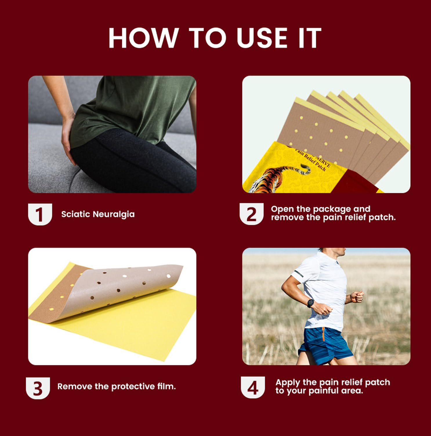 8 paquetes – 64 parches de tigre – Parche de espalda de tigre rojo chino parches de calor ultra fuertes para la articulación muscular de la rodilla hombro cuello