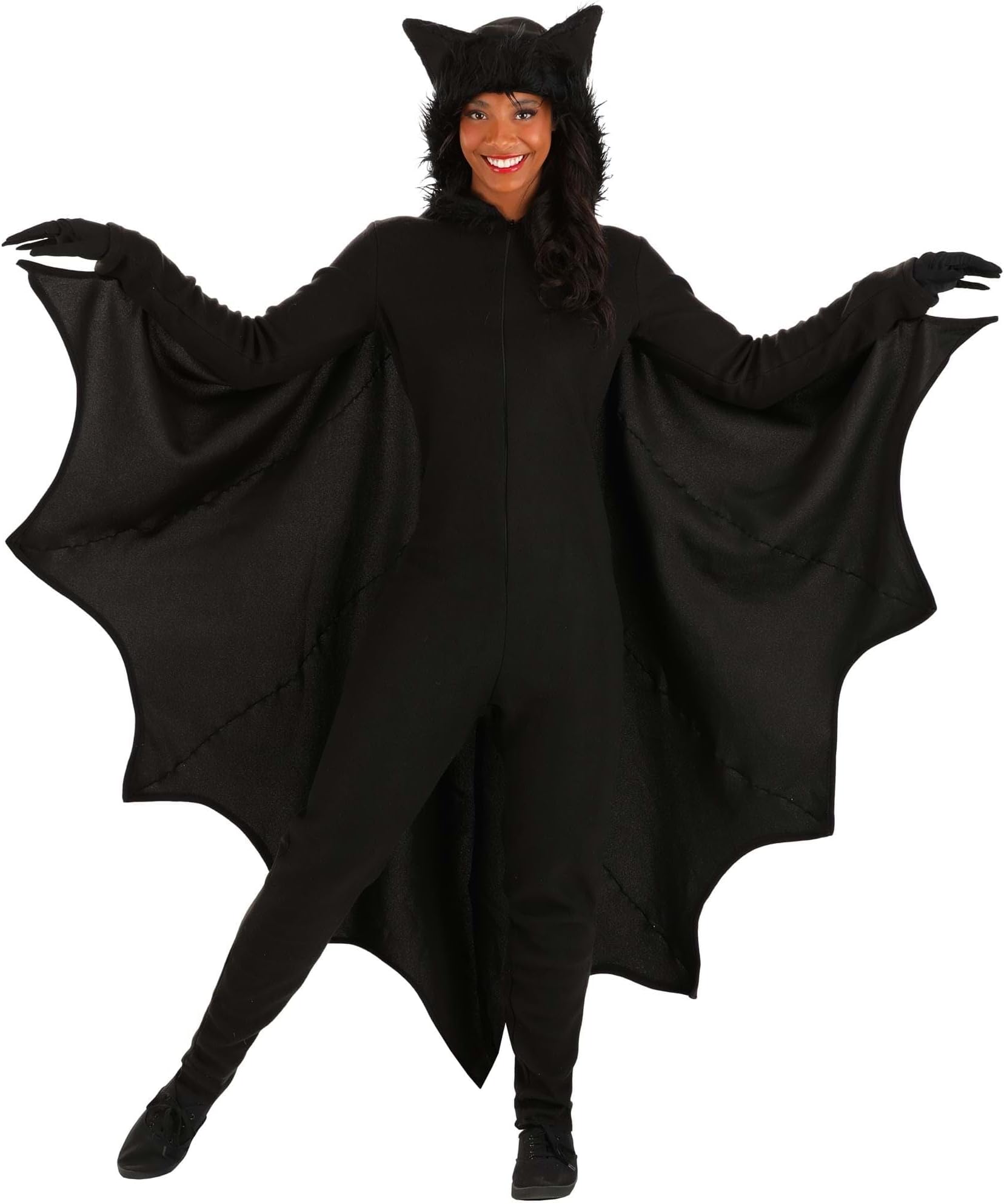 Fun Costumes Men and Women's Fleece Bat Costume for Adults Bat Costume - Small - Black