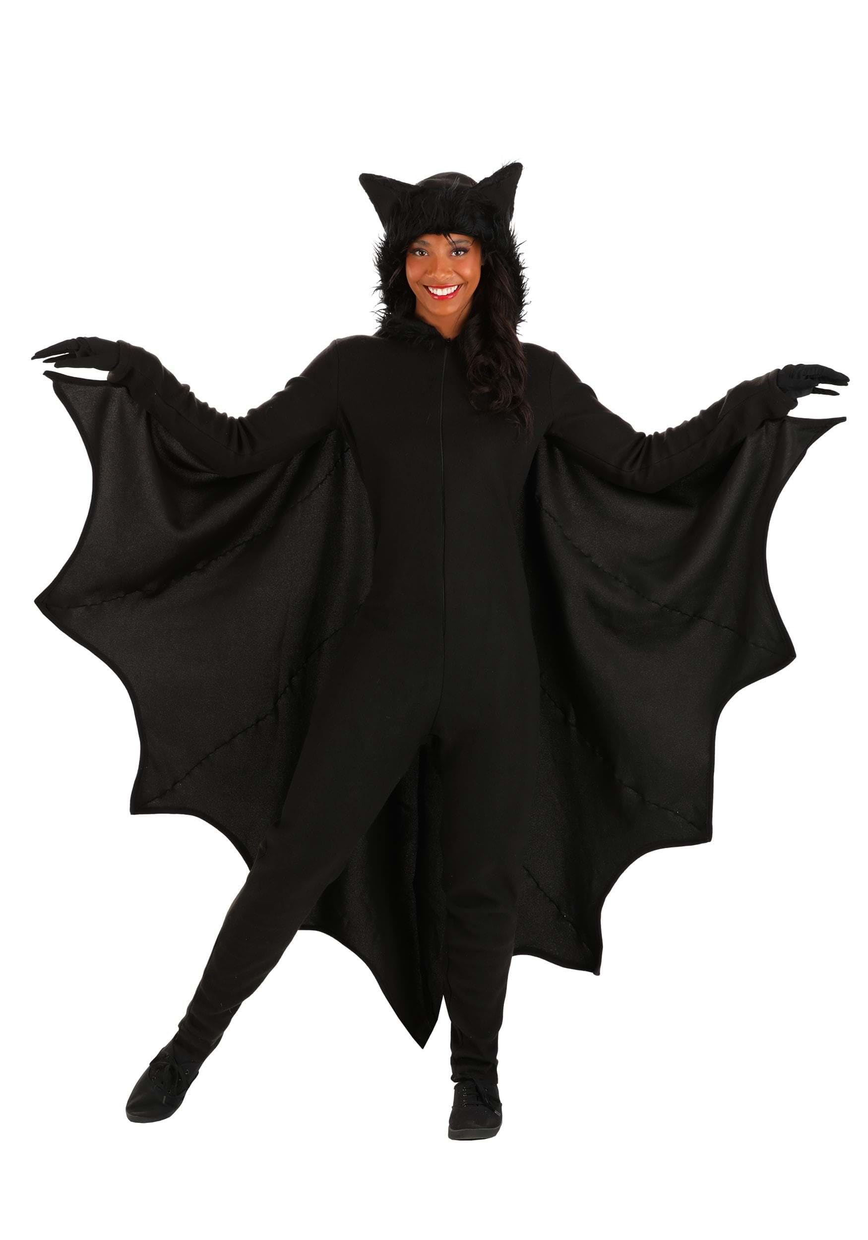 Fun Costumes Men and Women's Fleece Bat Costume for Adults Bat Costume - Small - Black