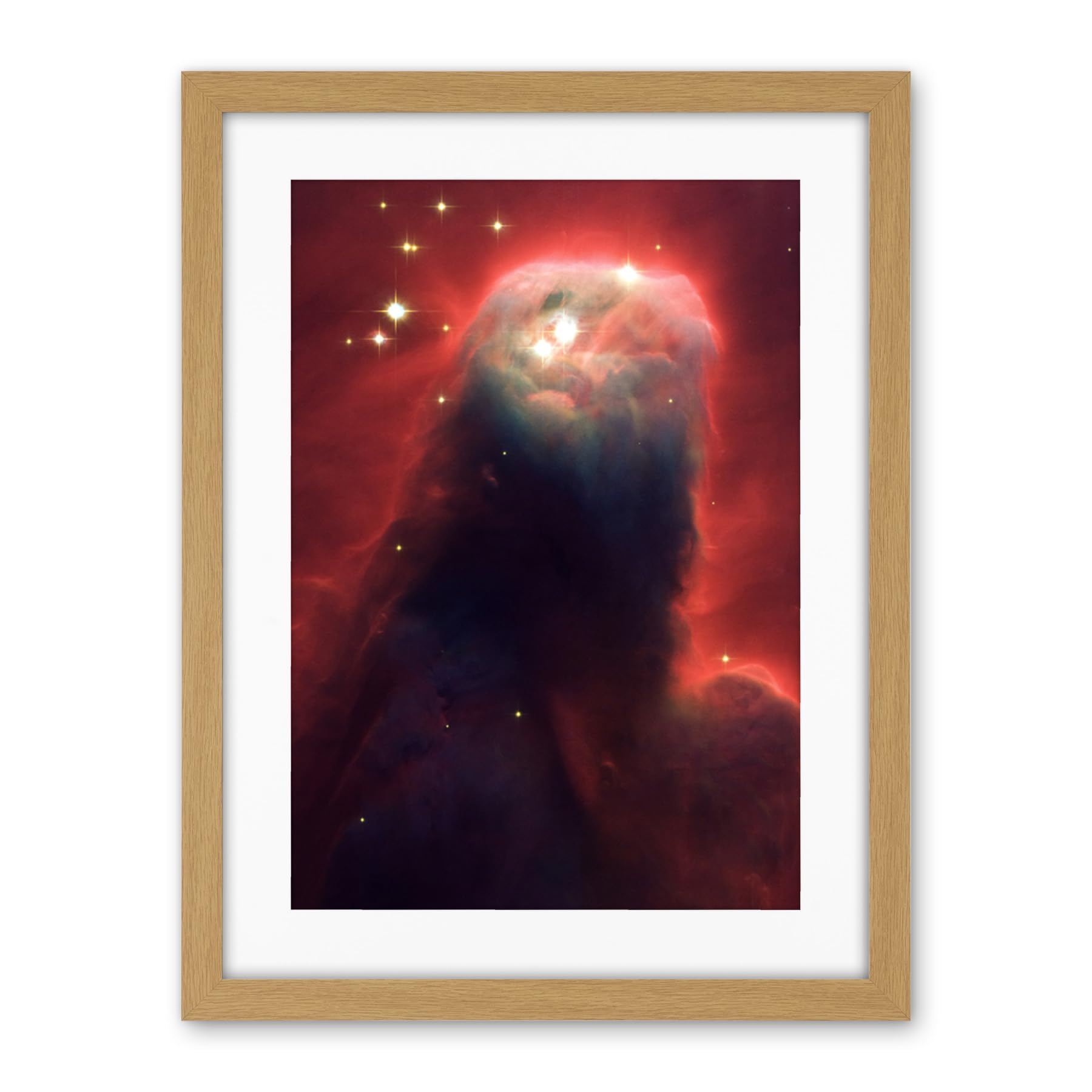 Artery8 Hubble Space Telescope Image Cone Nebula NGC 2264 Large Red Blue Pillar Of Gas And Dust In Star Forming Incubator Region Artwork Framed Wall Art Print 18X24 Inch