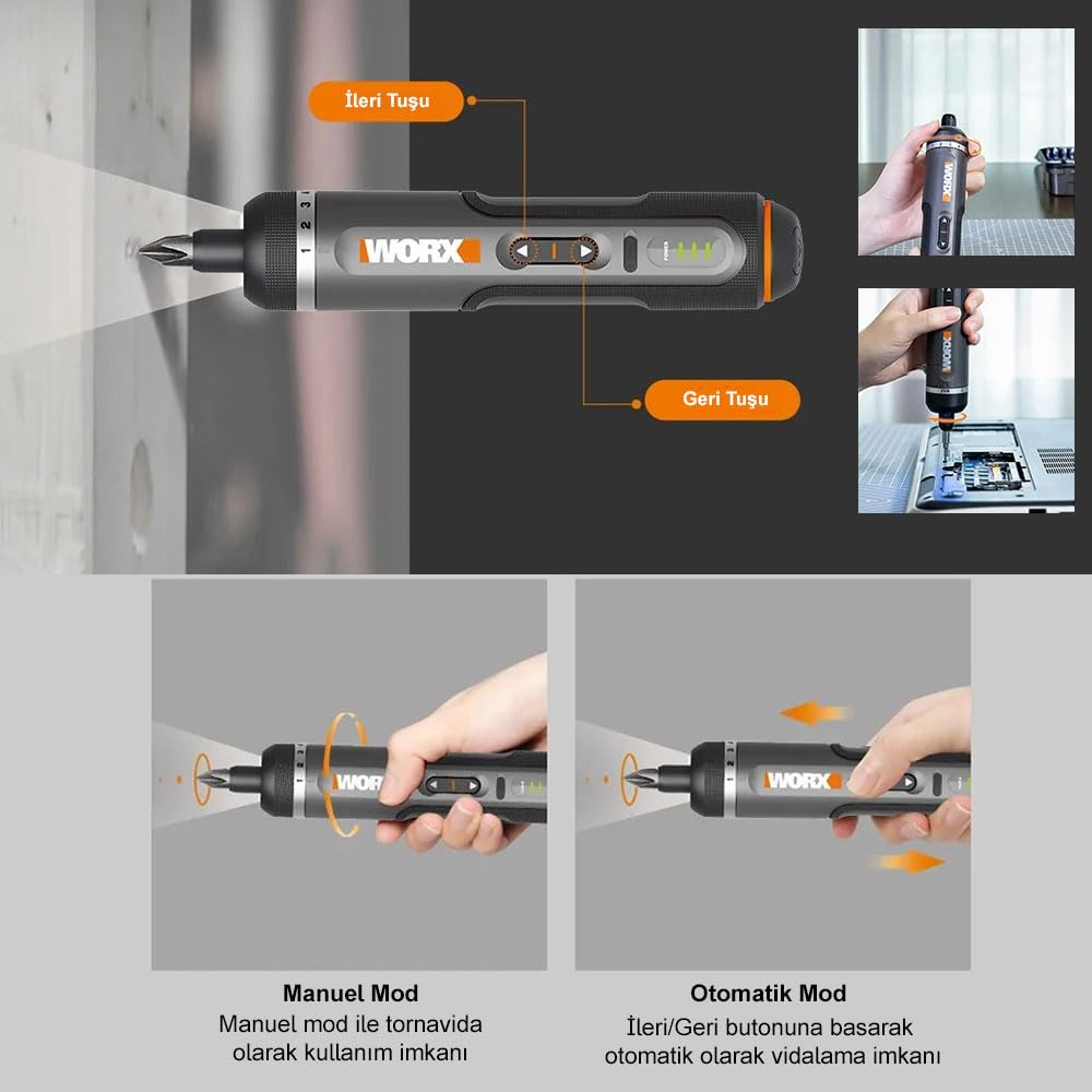 WORX WX242 Akku-Schraubendreher 4V + 30 Bits