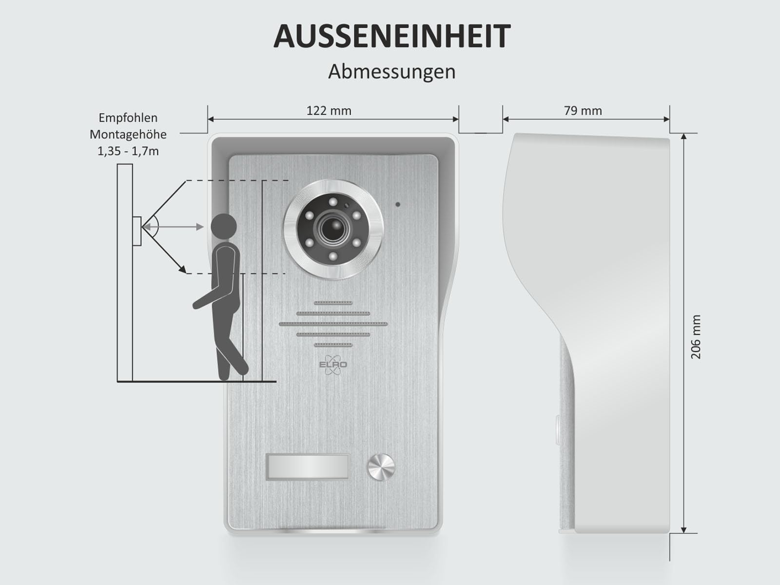 ELRO Video Türsprechanlage mit 7 Zoll Innenmonitor & Türöffner, 4-Draht Außenstelle mit Kamera
