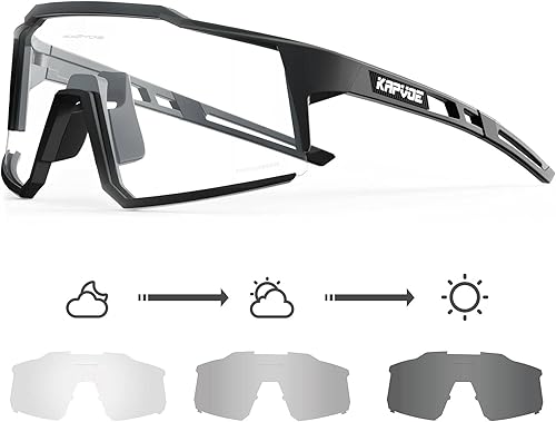KAPVOE Gafas de Ciclismo Fotocromáticas MTB Bicicleta de Montaña Lentes de Transición para Hombres Mujeres - K9022