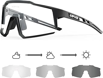 KAPVOE Photochromic Cycling Glasses MTB Clear Mountain Bike Transition Bicycle Sunglasses for Men Women
