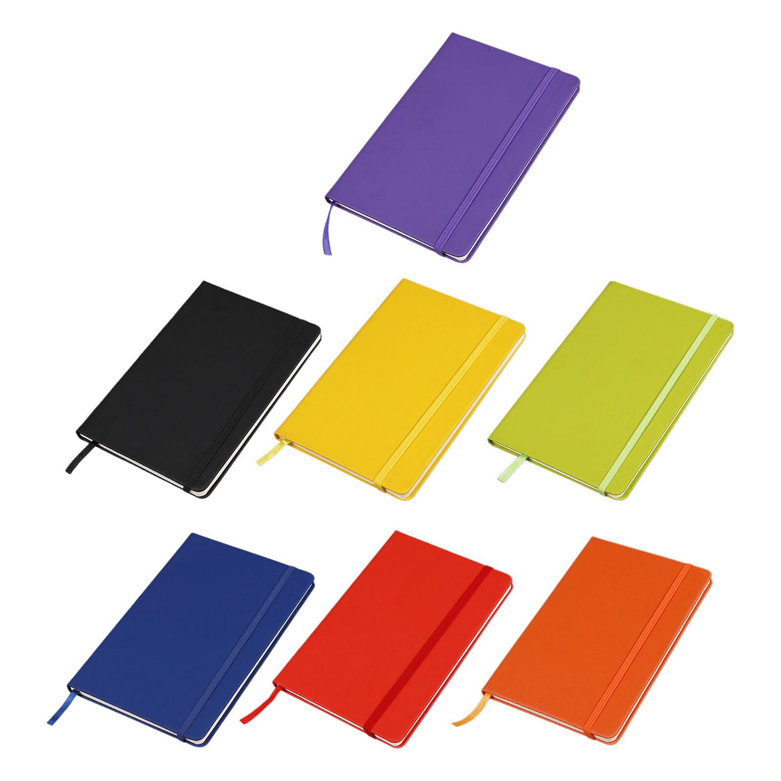 STOBAZA Quaderno a Righe A6 con Elastico 7 Pezzi Copertina Pu | Formato Tascabile, Carta che Limita la Fuoriuscita D’inchiostro, per Scuola e Lavoro