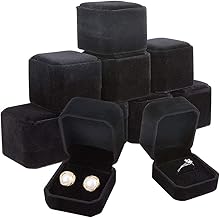 BENECREAT 10 Pack Velvet Ring Box Earring Box Black Velvet Jewelry Pendant Box 2x2x1.6" for Wedding Party Favor, Proposal, Mother's Day Festival Gift Packaging