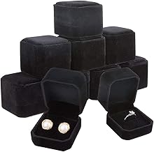 BENECREAT 10 Pack Velvet Ring Box Earring Box Black Velvet Jewelry Pendant Box 2x2x1.6 for Halloween Party Favor, Festival Gift Packaging