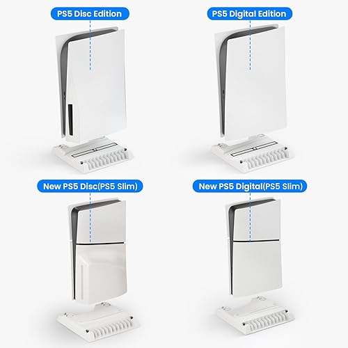 Miniatura 7 de JCNZM Nueva estación de enfriamiento PS5 Slim y PS5 2023 con estación de carga de doble controlador ventilador silencioso, puertos de carga duales,