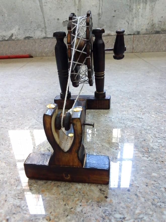Wooden Gandhi Charkha Spinning Wheel Home Decor Decorative Handmade Item | Brown Colour