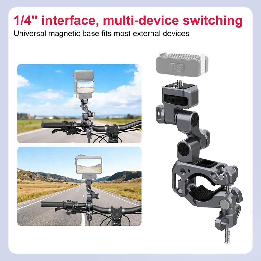 Super morsetto in lega di alluminio, supporto per manubrio del motociclo compatibile con action camera