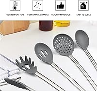 Vista 4 de Fashionwu Kitchen Utensil Set, 13 Piece Silicone Cooking Cookware Set, Heat Resistant Non-Stick Silicone Cooking Cookware, Stainless Steel Handles