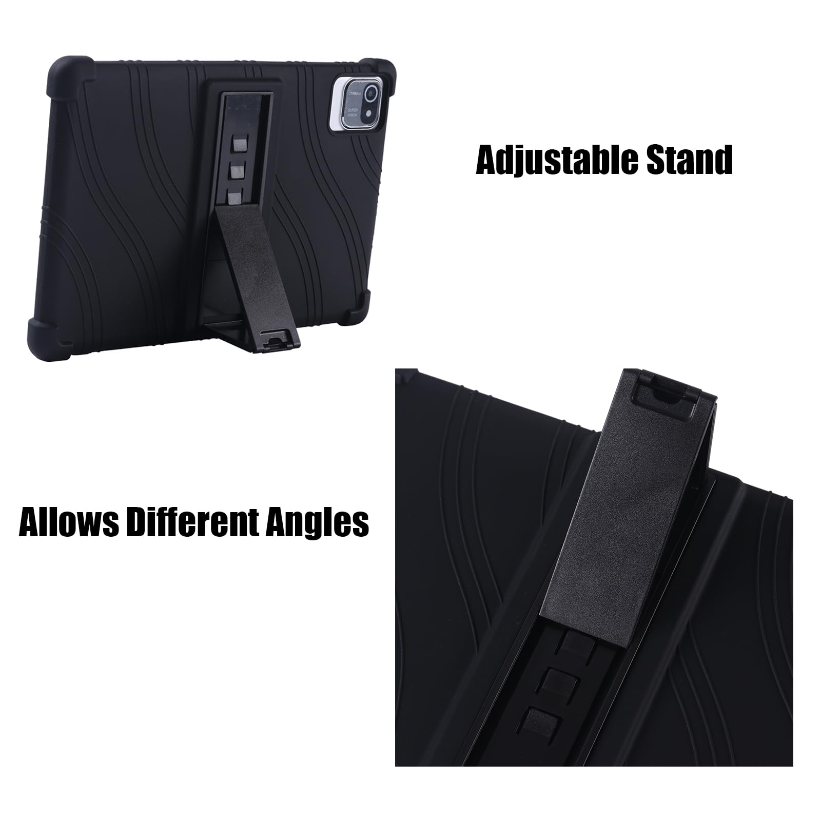 Custodia in silicone per Callsky-Tab 10.1 pollici Android Tablet caso, custodia per bambini per Callsky 10.1 pollici supporto regolabile (nero)
