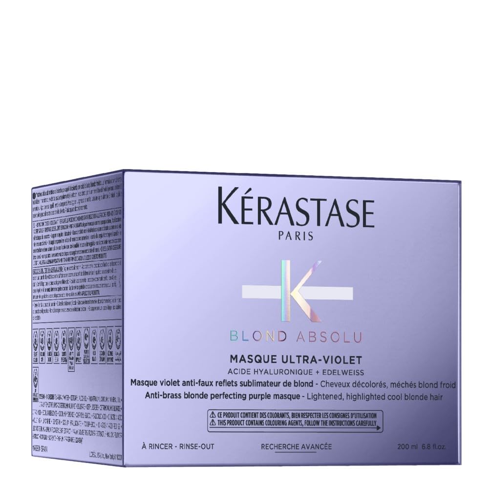 Kérastase, Blond Absolu, Maschera Neutralizzante Anti-Riflessi Ultra-Violet, Per Capelli Biondi Tinti & Decolorati, Con Acido Ialuronico, Ultra-Violet, 200 ml