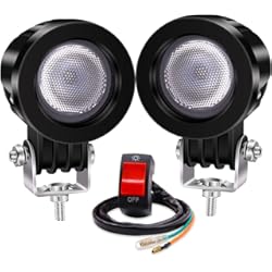 Faro Delantero Yamaha Mt 03 2021 10W Faros Adicionales Moto,Biqing 2 Inch Faros de Moto Faros Antiniebla Lámparas Auxiliares del LED 12V 24V LED Luz de Trabajo Luz de Inundación Con Interruptor de Manillar de Motocicleta 22mm