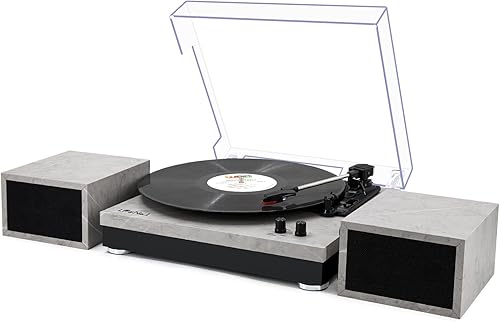 LP&No.1 Reproductor de discos de vinilo con altavoces estéreo, tocadiscos de 3 velocidades con transmisión por correa para álbumes de vinilo con