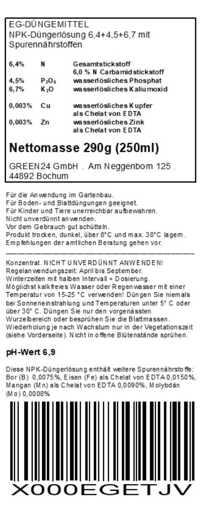 GREEN24 Nawóz hydroponiczny NPK 250 ml specjalny nawóz do upraw bezziemnych – hydroponika NFT DWC aeroponika pionowa farming – bez azotu amonowego, roztwór odżywczy, granulat gliniany, do uprawy