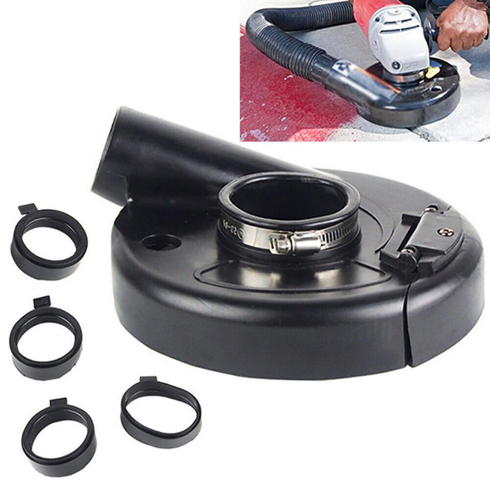 DDBESSICAngle Grinder Dust Shroud 7 Inch Dustless Vacuum Universal Surface Cover with 4pcs Locating Ring,for Concrete Stone Granite