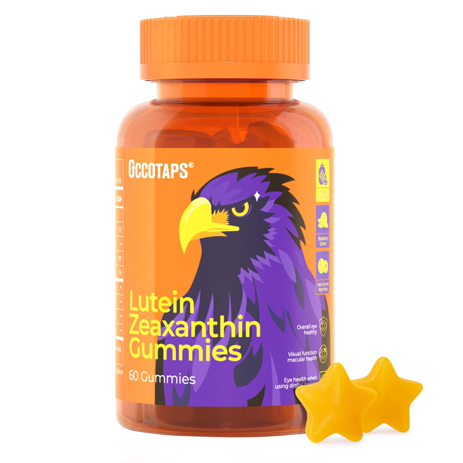 Lutein & Zeaxanthin Eye Vitamins Gummies for Daily Eye Health – 20mg Lutein, Sugar-Free, High-Potency Gummy with Bilberry Extract, Blue Light Support, Star-Shaped Gummies, 60 Count 60 Count (Pack of 1)