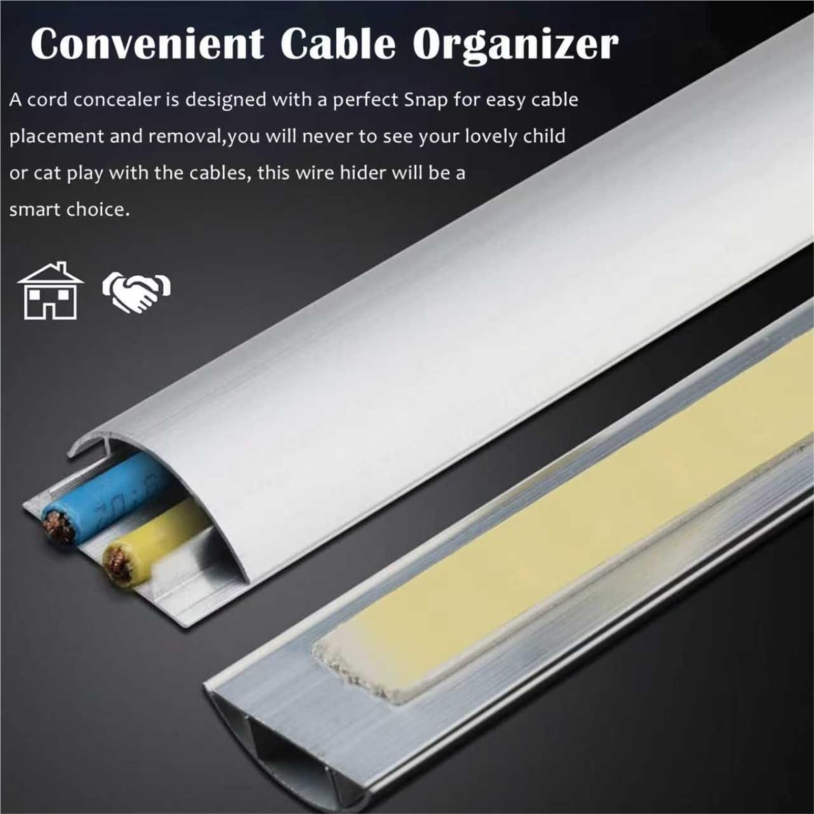 calpestabile passacavi 50 100 120 150 180 Cm Lunghezza In Lega Di Alluminio, 1 2 4 Pezzi Copricavo Per Passacavi A Parete, Protezione Filo Autoadesiva Per(1 pc,L W H 150cm x 47mm x 13mm)