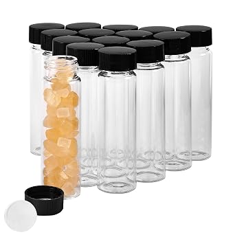 15 PCS 40ML Glass Vials, Small Liquid Sample Vial,27.5x95 mm,10Dram Borosilicate Glass Empty Vials with Caps,Leak-Proof Vial, 24-400 Black Screw Caps with PE Liner