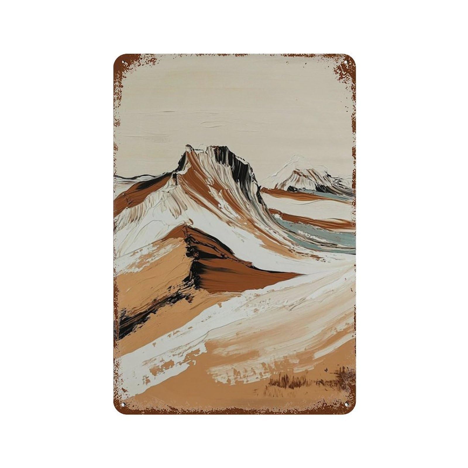 xiaoxiaoshen Abstract Desert Sand Dunes Modern Landscape Neutral Eh Tone Wall Decor Art Metal Tin Poster Modern Home Decor Art Home Bar Shop Decorations Vintage Sign 30x20cm