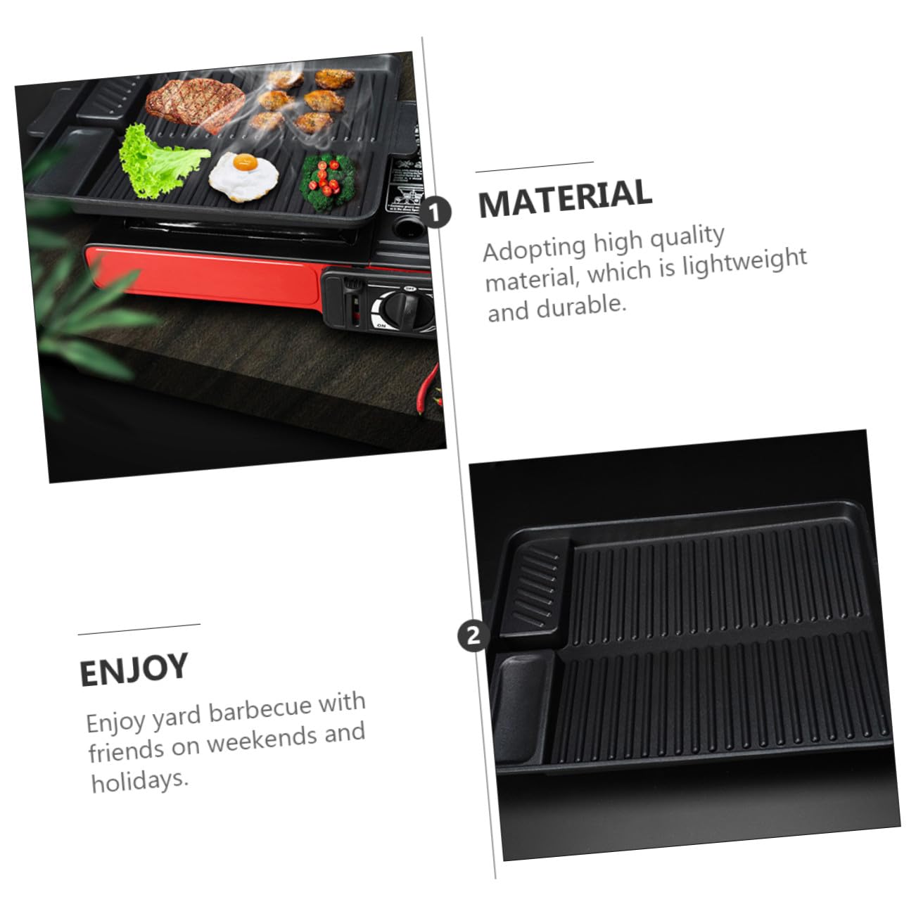 NUOBESTY 1pezzi Teglia per Barbecue Rettangolare Teglia da Forno per Bistecche di Manzo Facile da Sollevare e Trasportare per Cucinare all Aperto