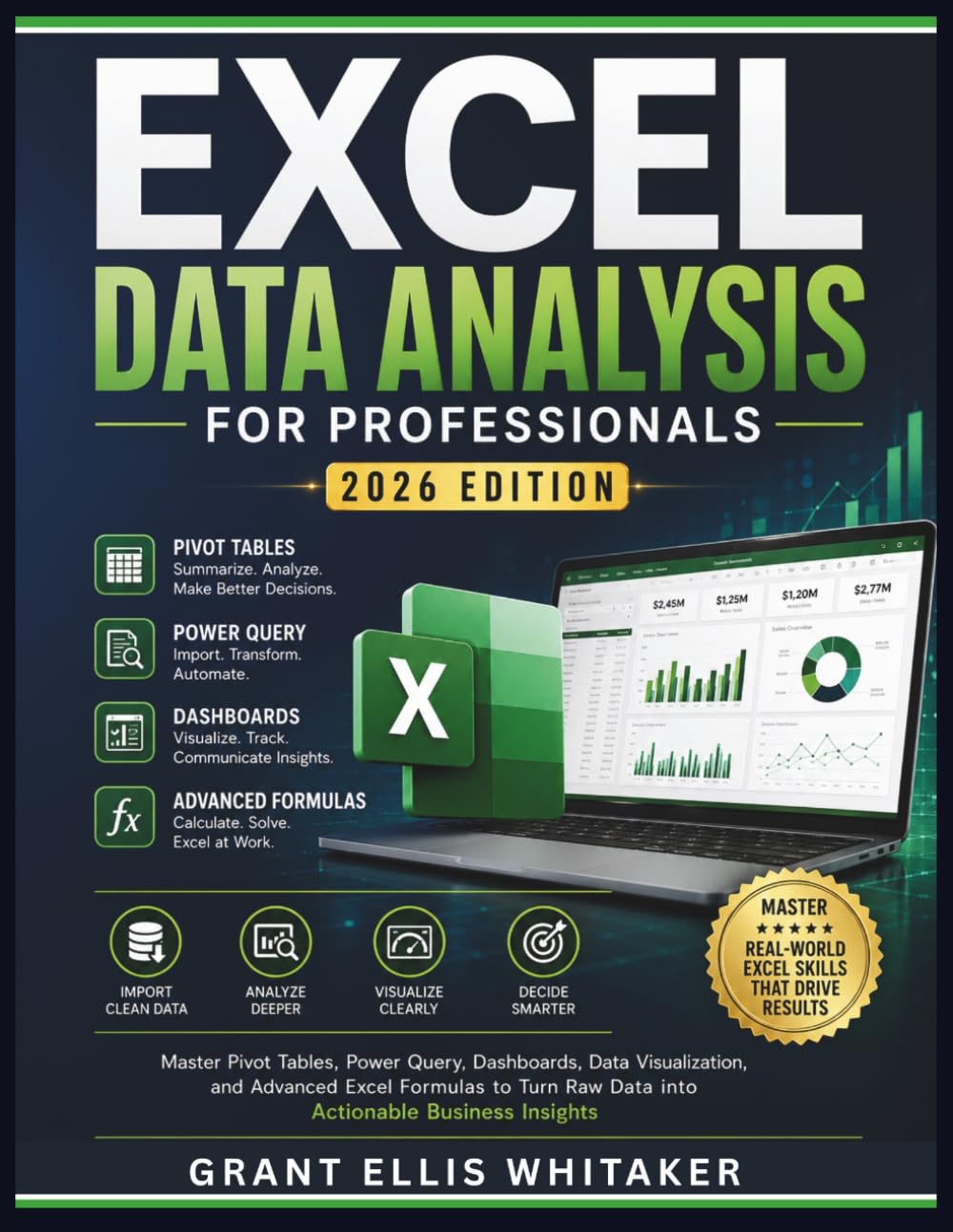 EXCEL DATA ANALYSIS FOR PROFESSIONALS (2026 EDITION): A Hands-On Guide To Master Pivot Tables, Power Query, Dashboards, And Advanced Excel Formulas With Real-World Business Examples