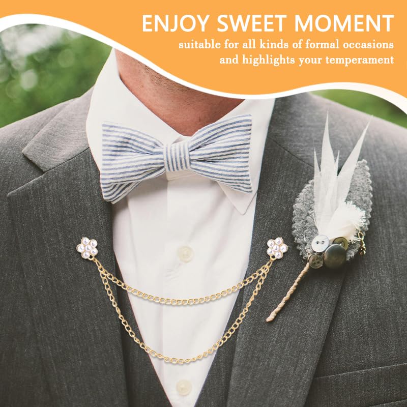 Image of Pearl Brooch Pins Tassel Chain Brooch Collar Pins Lapel Pins for Men Women Dress Shirt Collar Chain Suit Collar Brooch Hanging Chain Lapel Pin for Men Suits Tuxedo Shirt Accessories