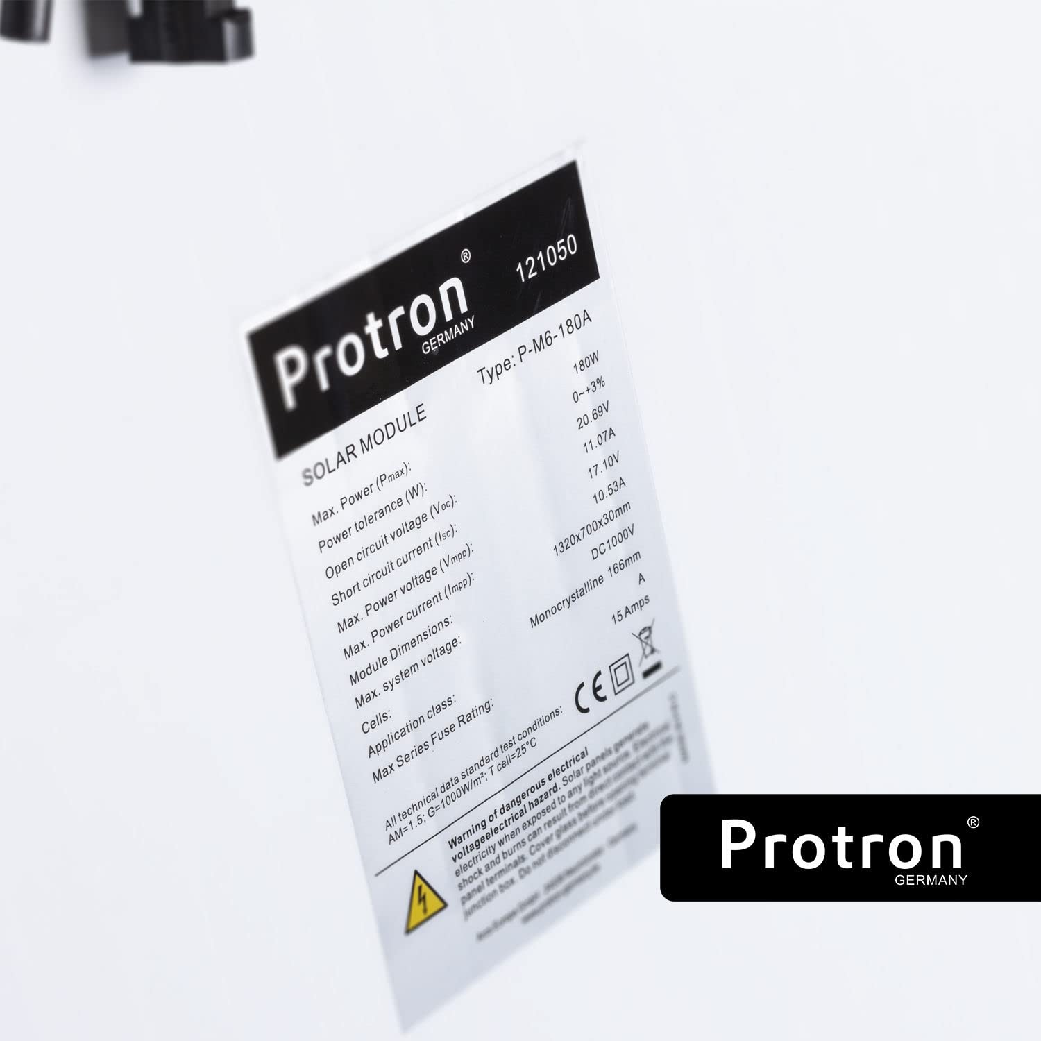 Protron Mono 180W Solarmodul Photovoltaik Monokristallin Solarpanel Solarzelle 180Watt Mono Solar 12V 18V für Wohnmobil, Garten, Boot (0% MwSt. gemäß §12 Abs. 3 UStG)