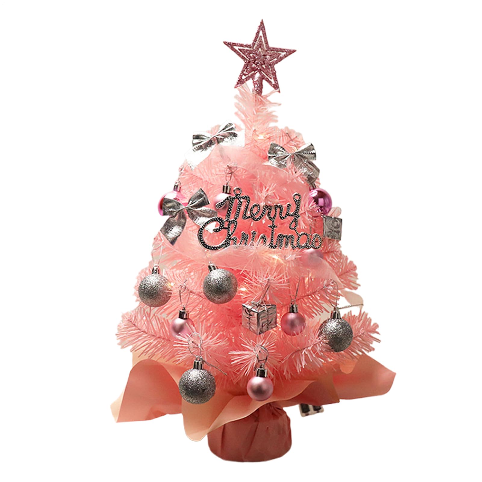 Árbol de Navidad de mesa artificial mini con estrella para decoración navideña de centro