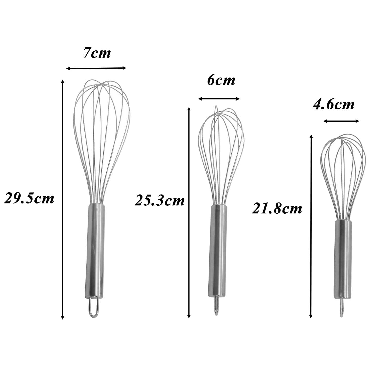 Lot De 3 Petits Fouets En Acier Inoxydable, 12,7 Cm, 15,2 Cm Et 17,8 Cm