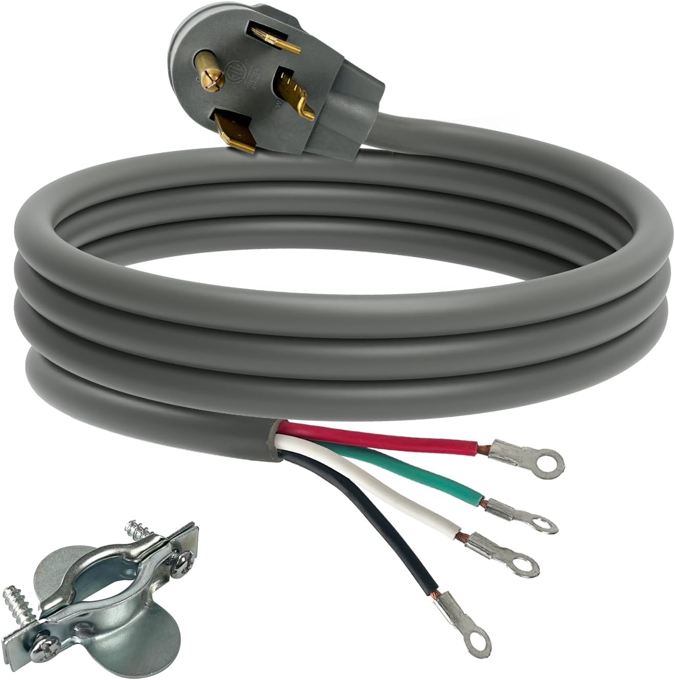 4 Prong Dryer Cord, 10 Ft 10/4 SRDT, 30 Amp Appliance Extension Power Cord, NEMA 14-30, Grey