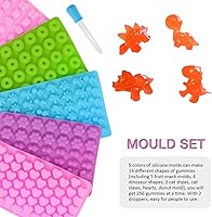 Vista 3 de 5 moldes de silicona para gomitas con 2 goteros, moldes de silicona para caramelos, fáciles de limpiar, moldes de goma para comestibles
