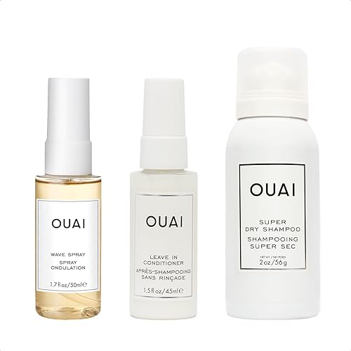 OUAI - Acondicionador de viaje tamaño de viaje champú súper seco tamaño de viaje con spray ondulado