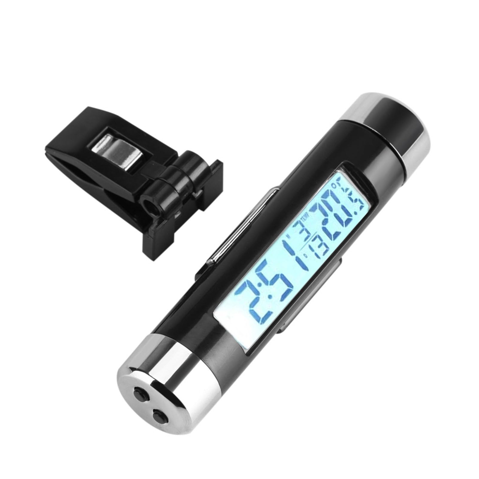 lyrlody Termómetro para Automóvil Reloj Termómetro LCD con Clip de Acero Inoxidable Monitor de Temperatura Digital Pantalla Retroiluminada de 32 a 176 °F para Conductores de Tablero de Automóviles y