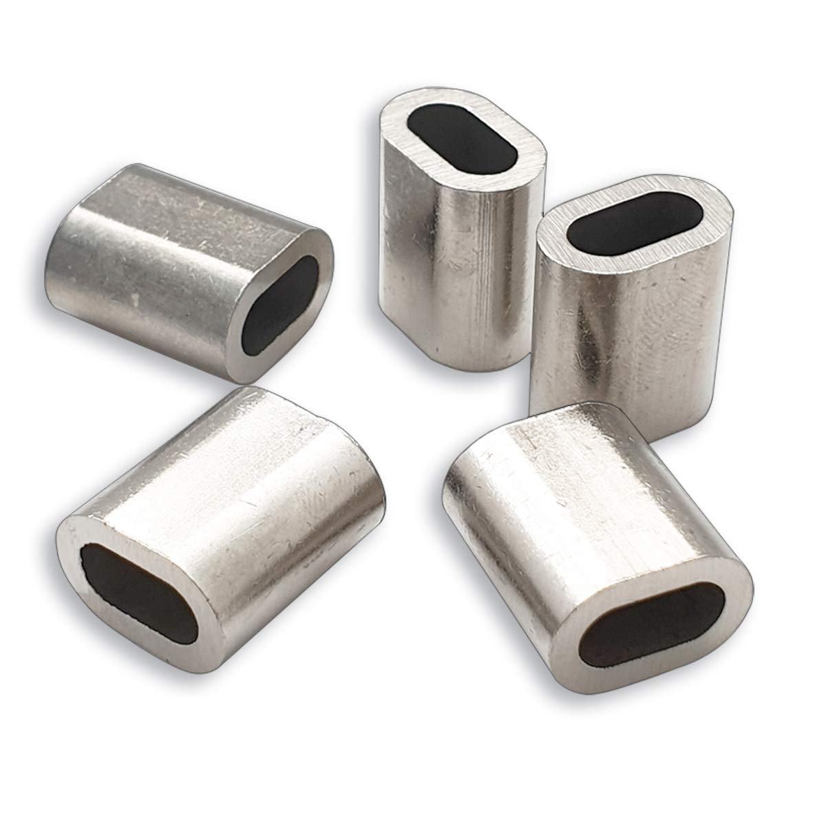 Aluminiowe zaciski zaciskowe owalne do lin 1 mm – 20 mm DIN EN 13411-3 DIN 3093 tuleje zaciskowe | aluminiowe zaciski zaciskowe do lin stalowych, łączników linowych (50, 7 mm)