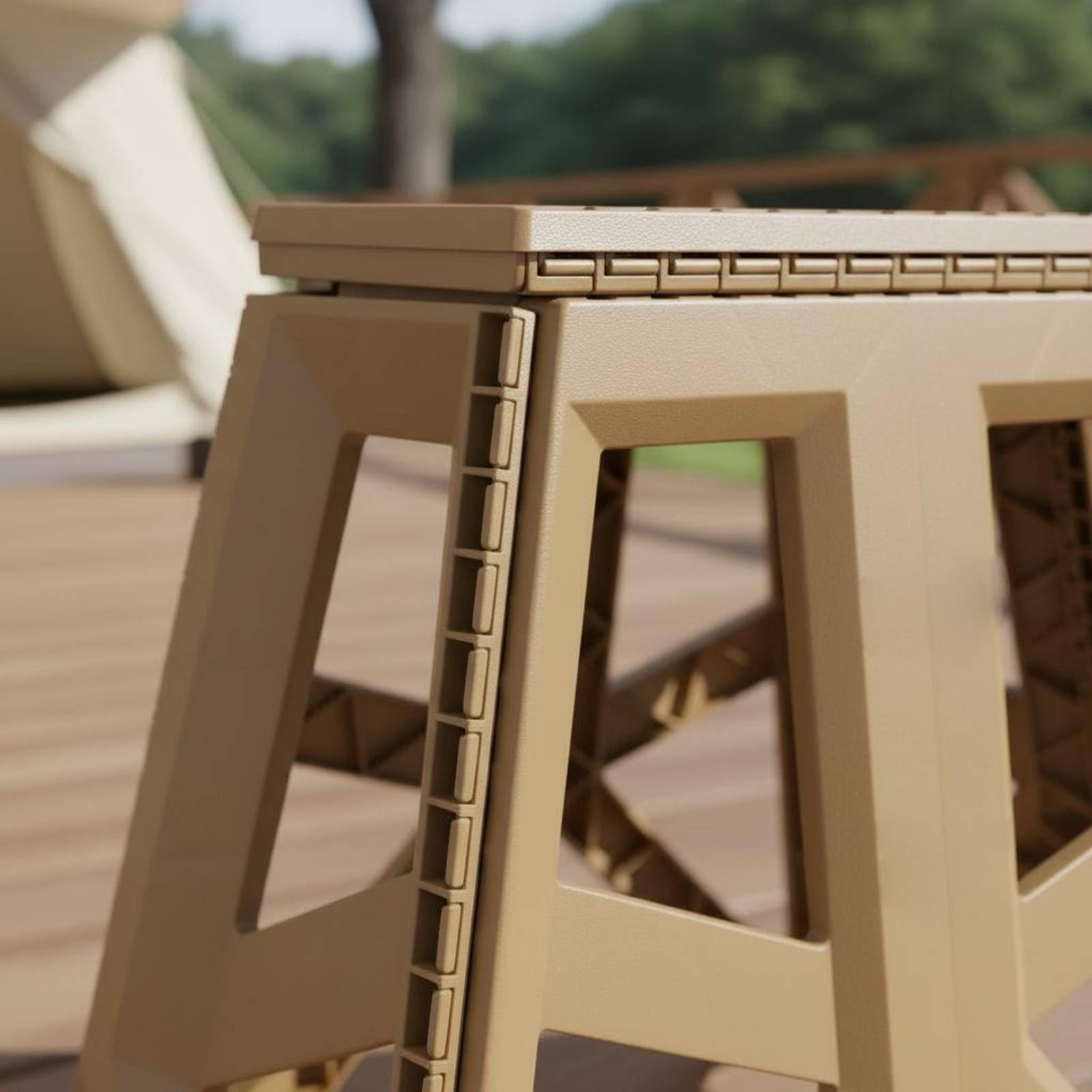 Taburete Plegable de Exterior Silla Camping Asiento Portátil Banco Compacto Asa de Mano Estructura Moldeada Material PP Adecuado para Barbacoa Excursión Exterior, Verde Militar