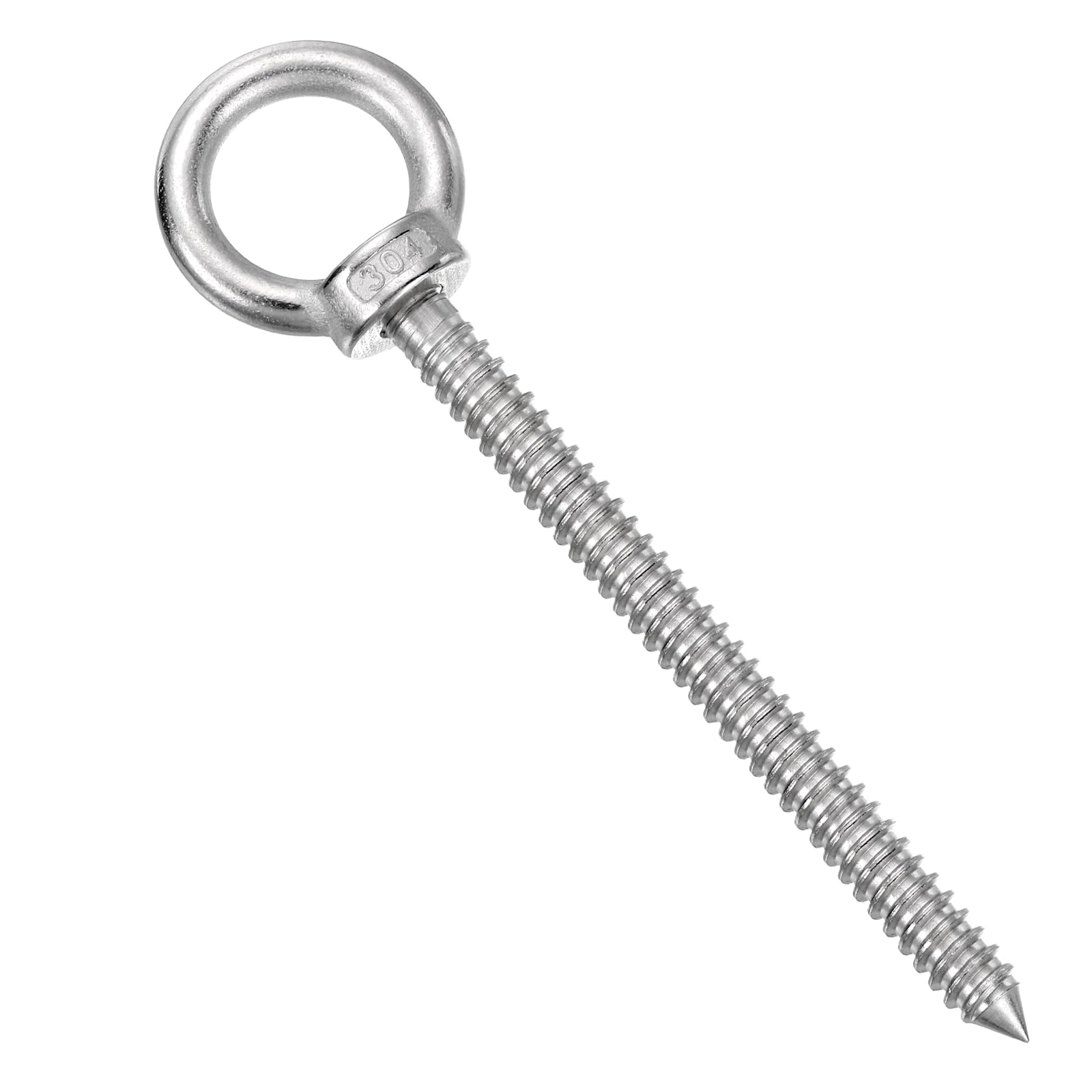 sourcing map M10x120mm Eye Hooks 6.5x1.6x1.6 Inch 304 Stainless Steel Eye Bolts Hammock Hooks for Screw Eyes Hanging Swing, Yoga Hammock Stand, Pack of 1